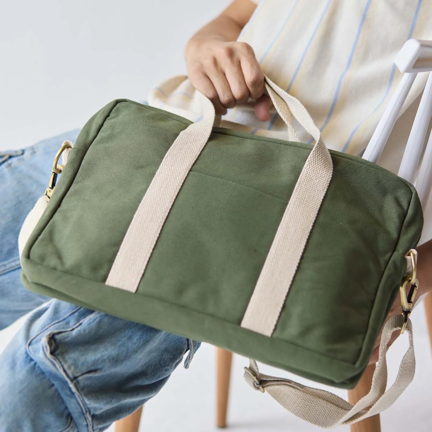 Dog D Originals Military Green tote bag with laptop compartment
