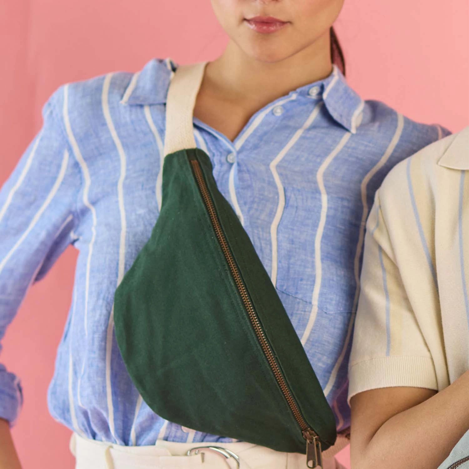 "Safira Banana Bag with soft interior"