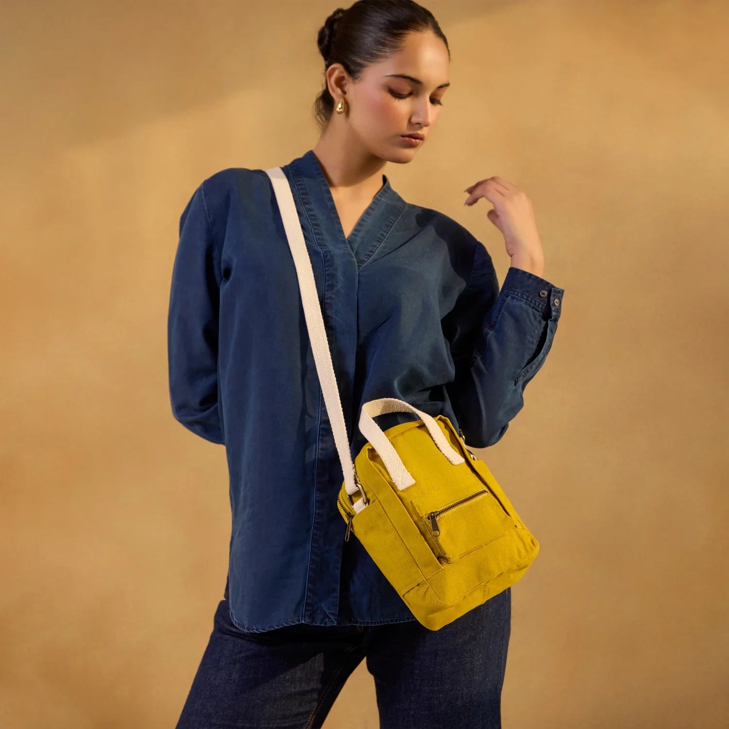 Dog D Originals travel crossbody bag in Mustard Yellow