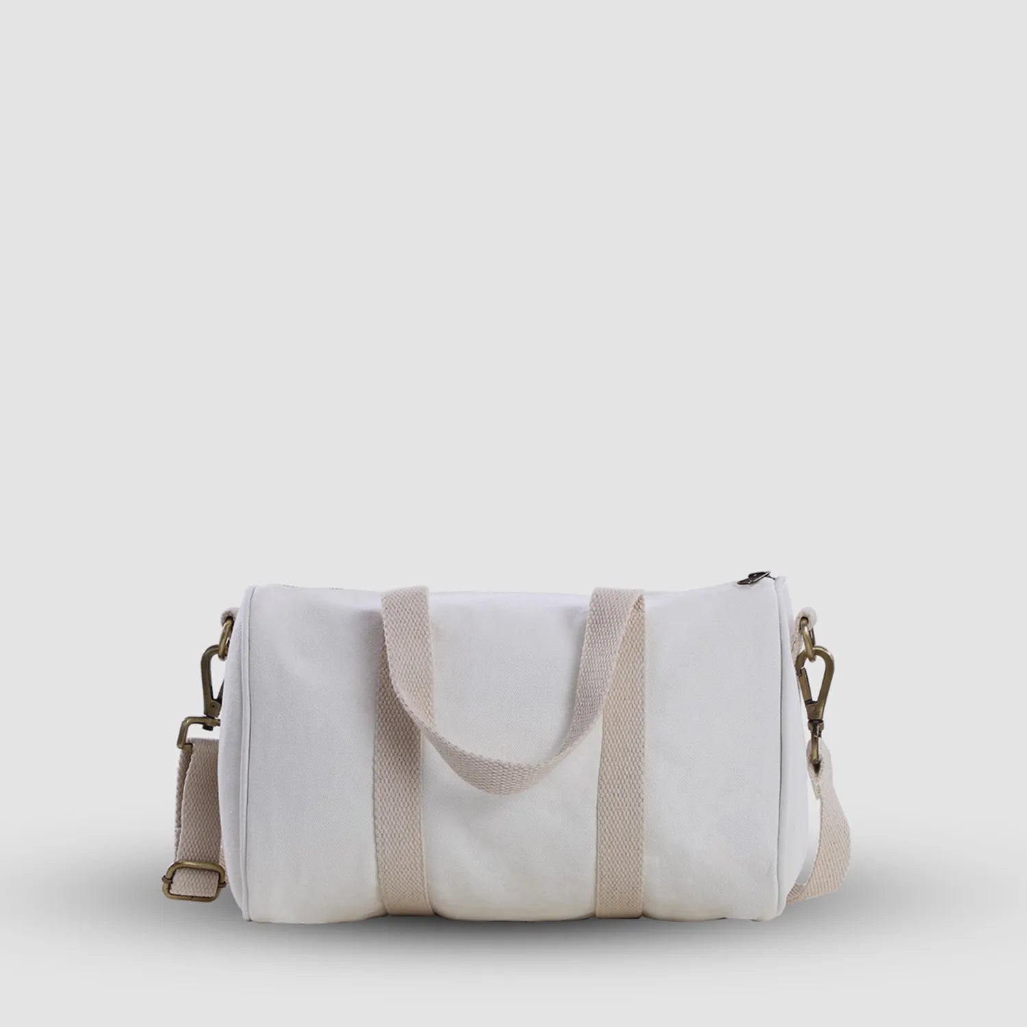 Perfect blend of style, our Ivory Happy Boston Small Duffle Bag