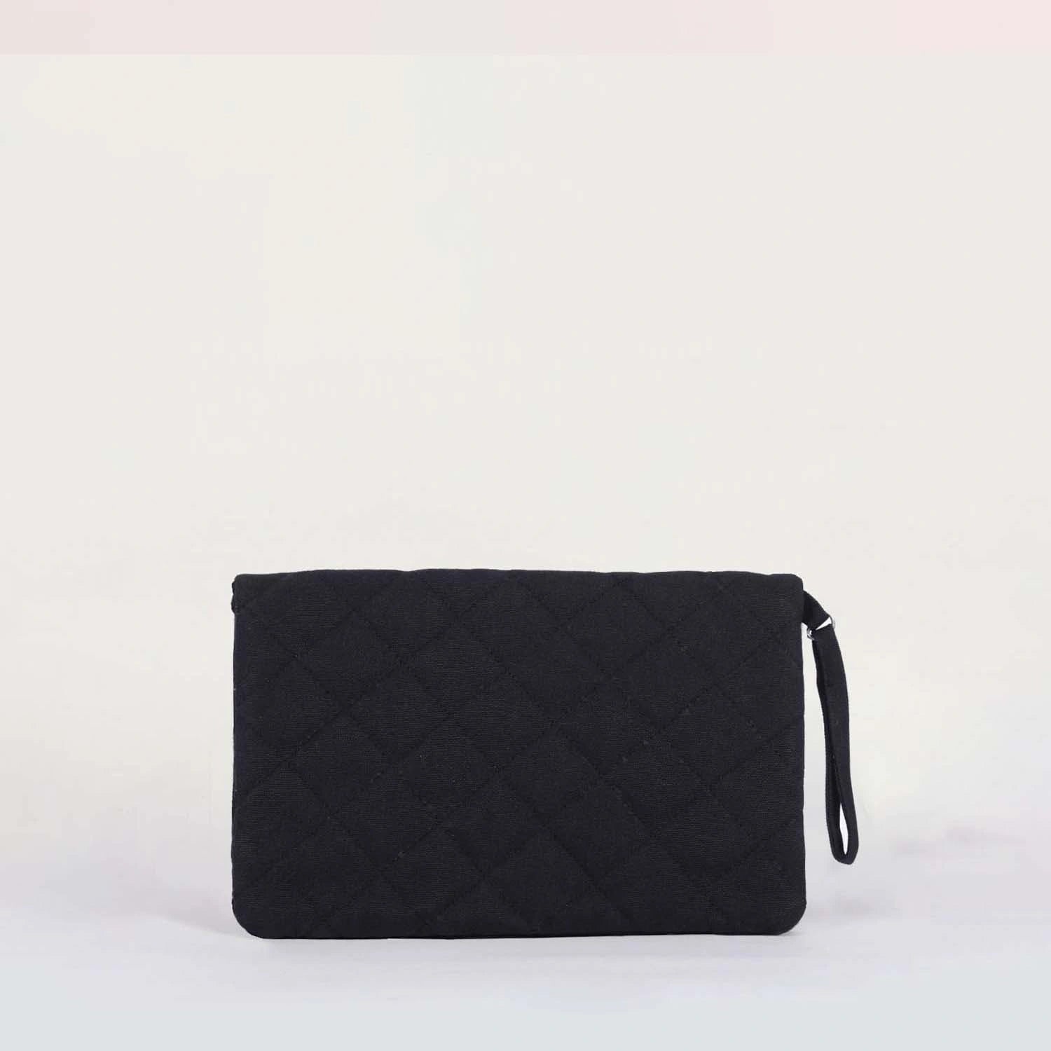 Black Krista Foldable Quilted Designer Clutch Bag Online