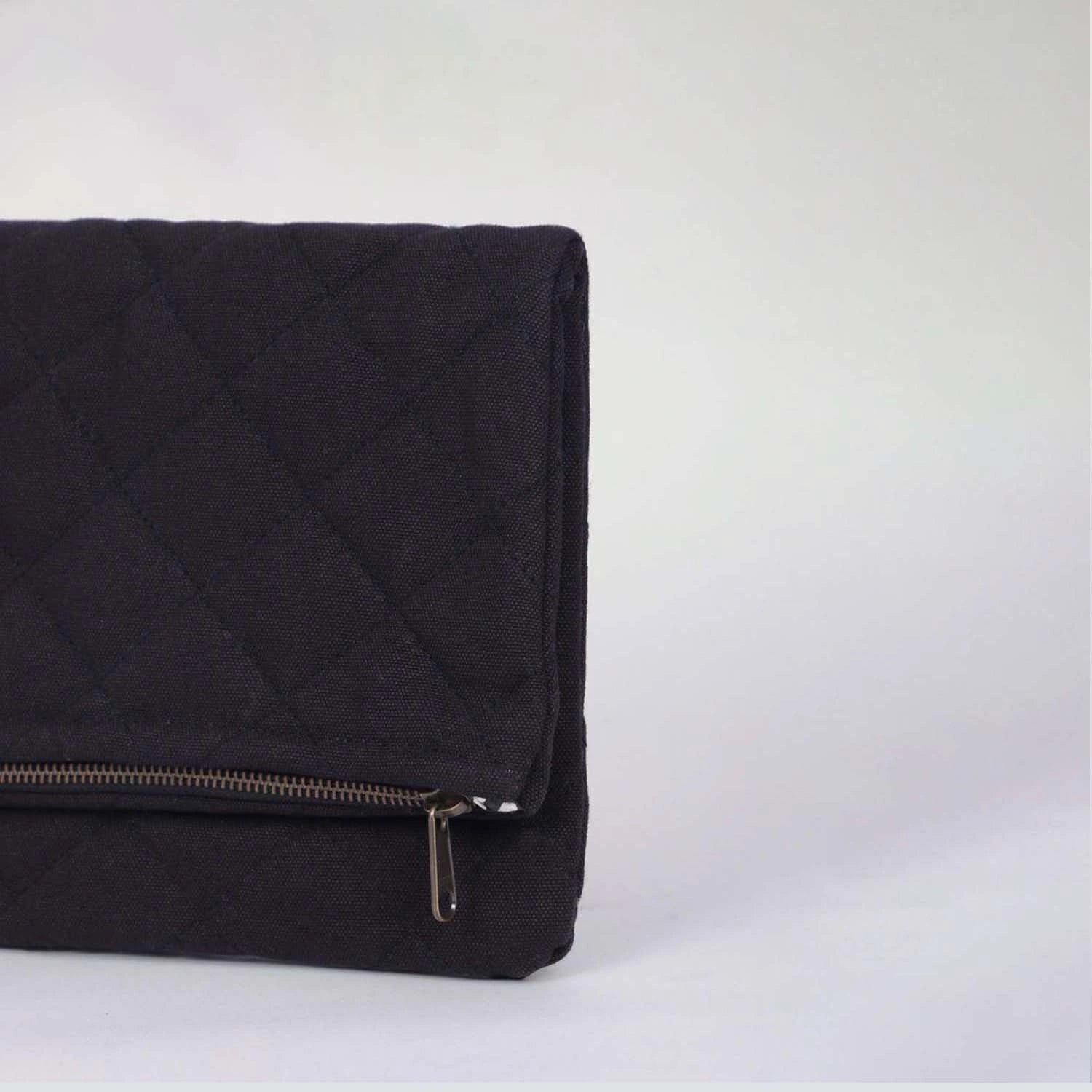 Krista Foldable Quilted Black Clutch Handbag Online