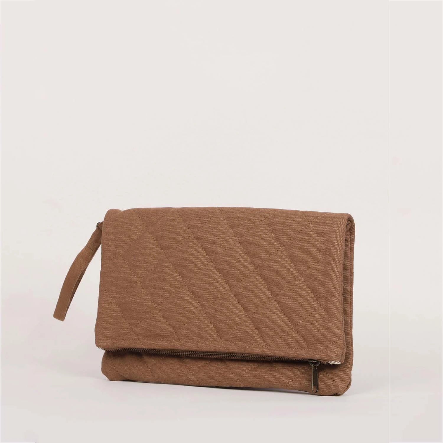 Cappuccino Brown Krista Foldable Quilted Women's Designer Clutch