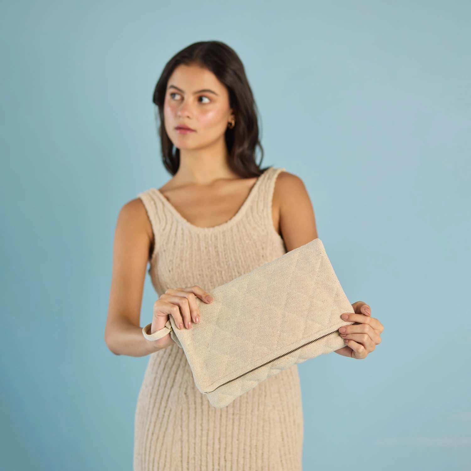 Our Krista Foldable Quilted Women's Natural Clutch Bag Online