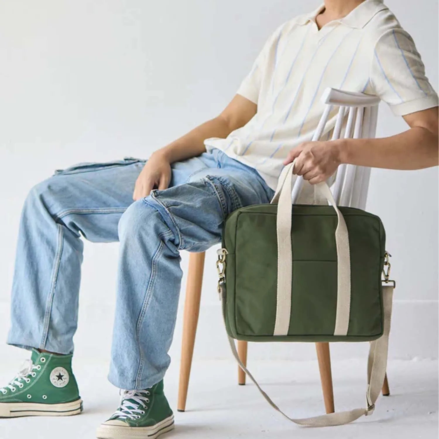 Secure your tech gear with our office laptop bag in military green