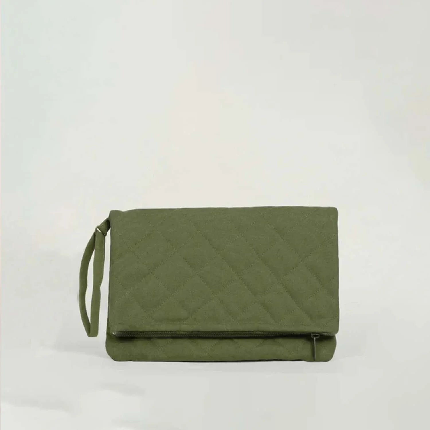 a Chic and stylish, our Krista Foldable Quilted Military Green Men's Clutch Bag