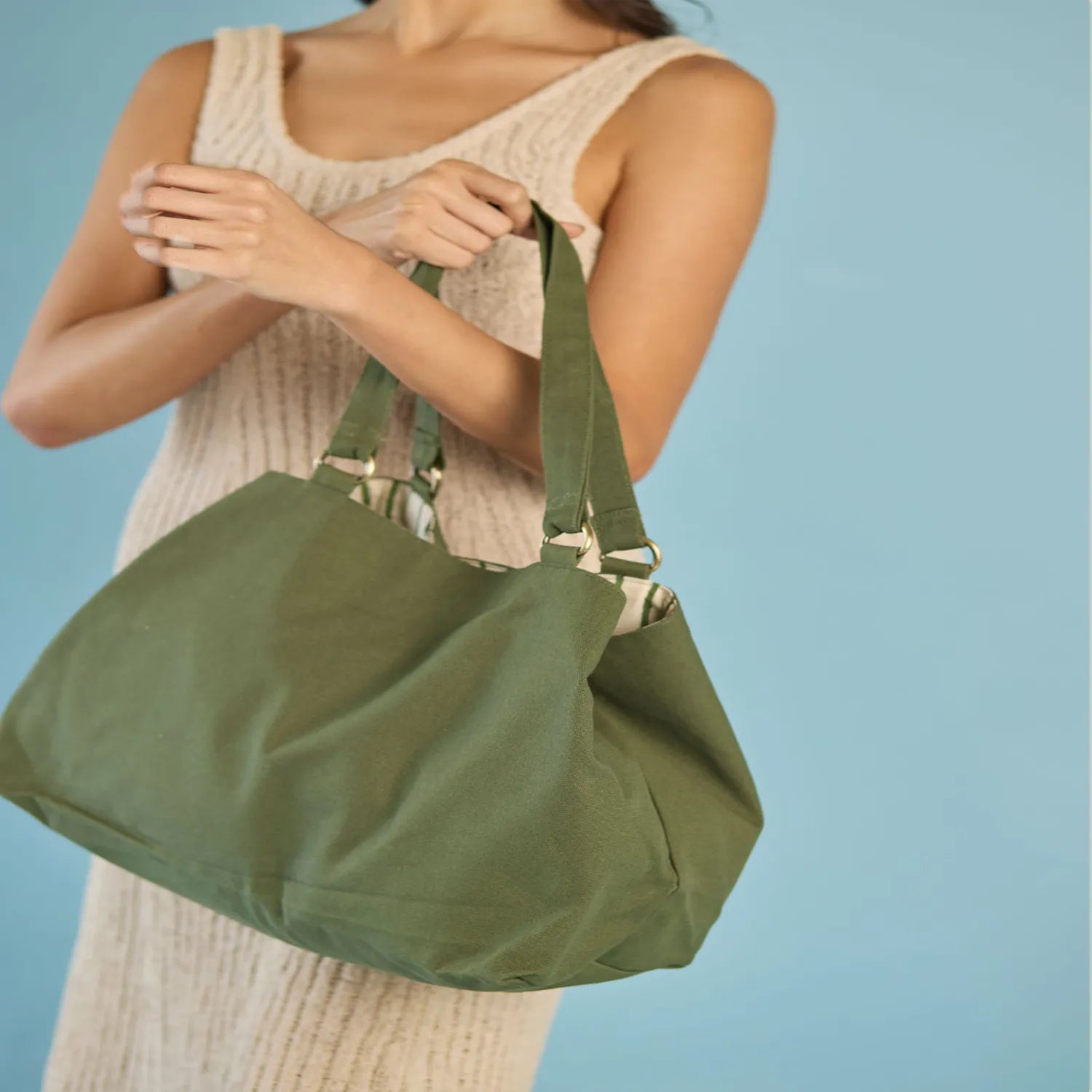 Trendy Cotton Canvas Bag Green available online at Dog D Originals