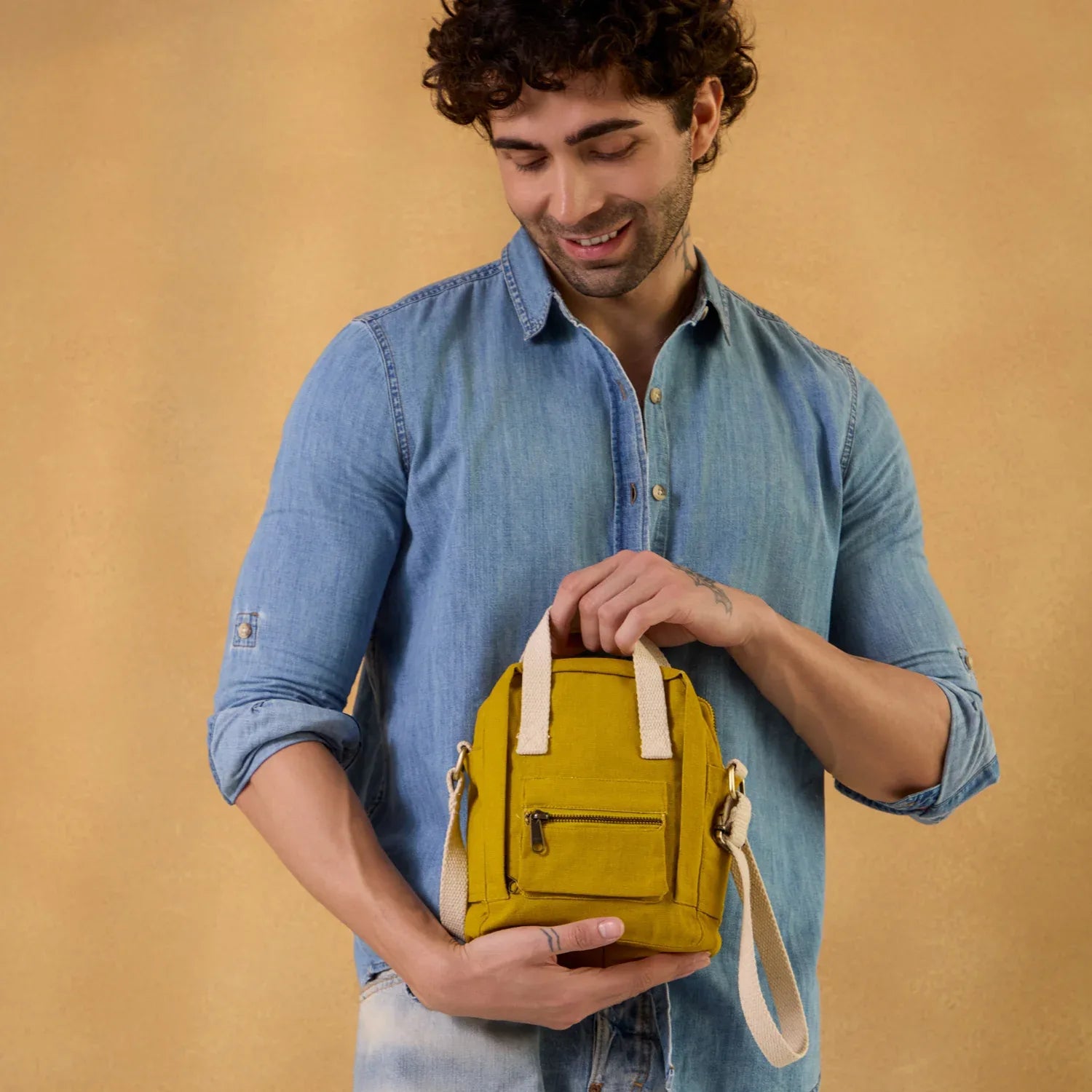 Crossbody Sling Bag Dog D Originals available online in Mustard Yellow