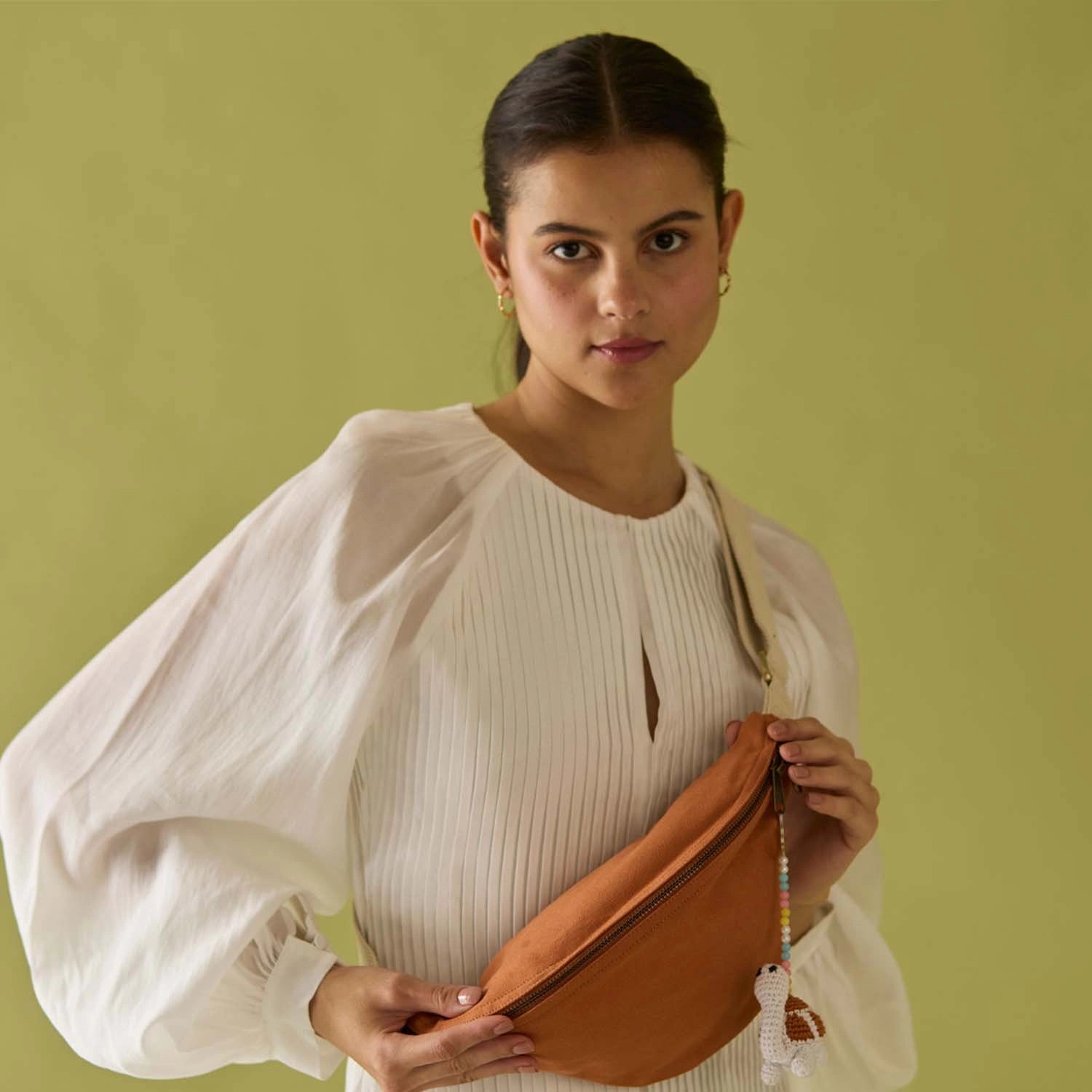Eye-catching Safira Banana Bag in modern style
