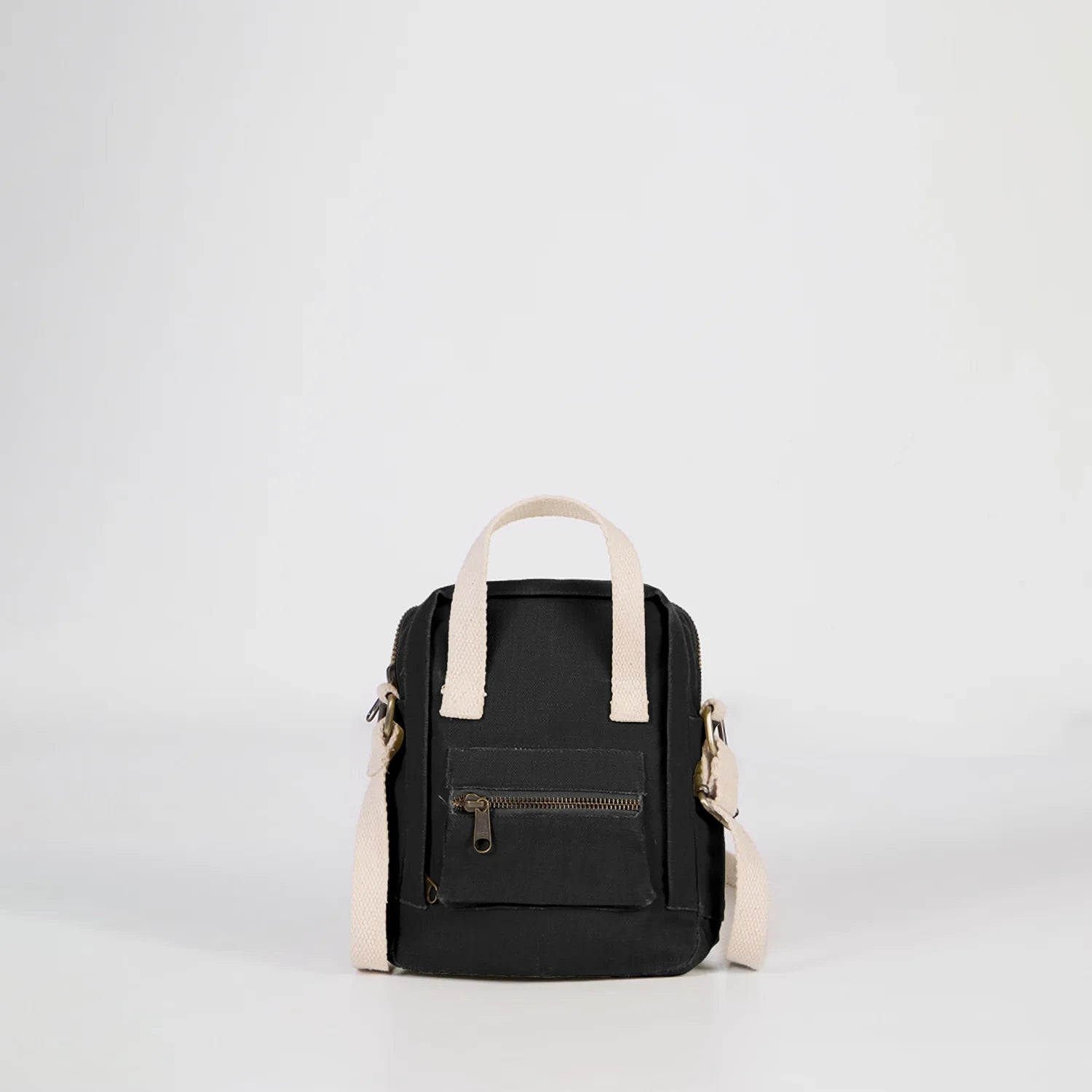 Black Mini Aki Crossbody Bag, crafted from cotton canvas