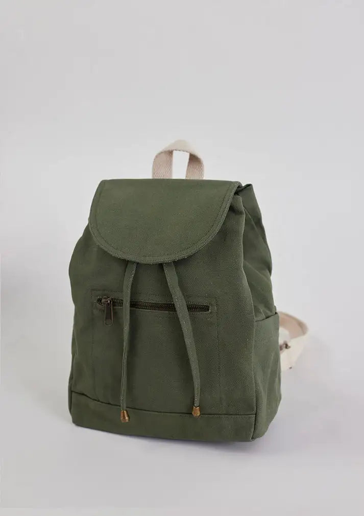 Small backpack made from sustainable materials, ideal for casual outings